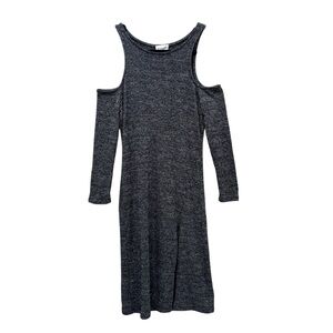 Cold Shoulder Sweater Dress With Side Slit Size M Charcoal Grey